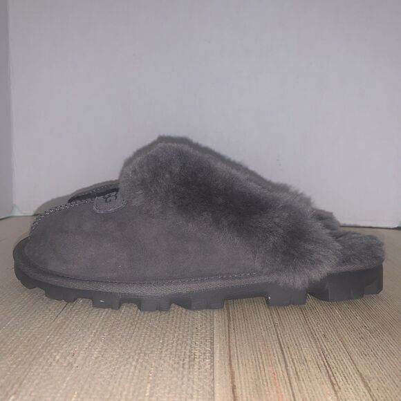UGG COQUETTE Gray Suede Shearling Moccasin Slippers Women’s Size 9 Comfortable - Picture 3 of 16